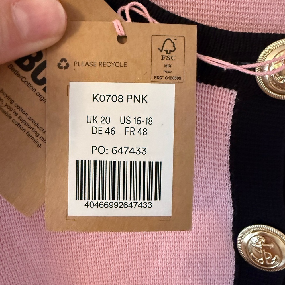 Boden Holly knitted sweater jacket pink size 16-18 new with tags. K0708 - Picture 5 of 6